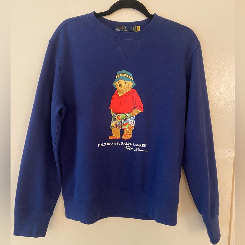 Ralph Lauren Blue Crewneck with Bear Design